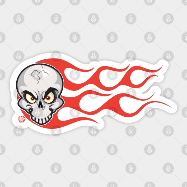 Flaming Side Skull Sticker by Goin Ape Studios